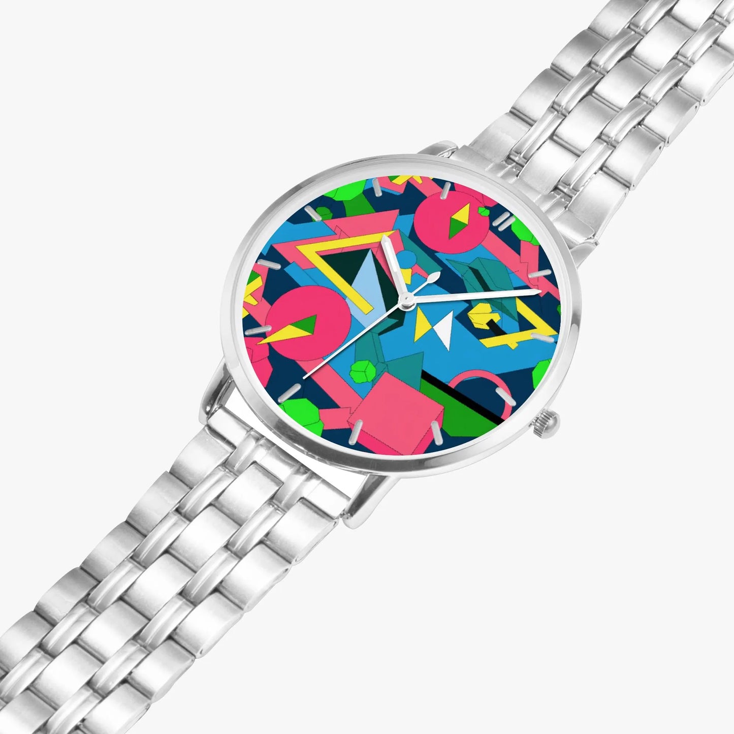 Stainless Steel Geometric Pop Design Watch 42 mm