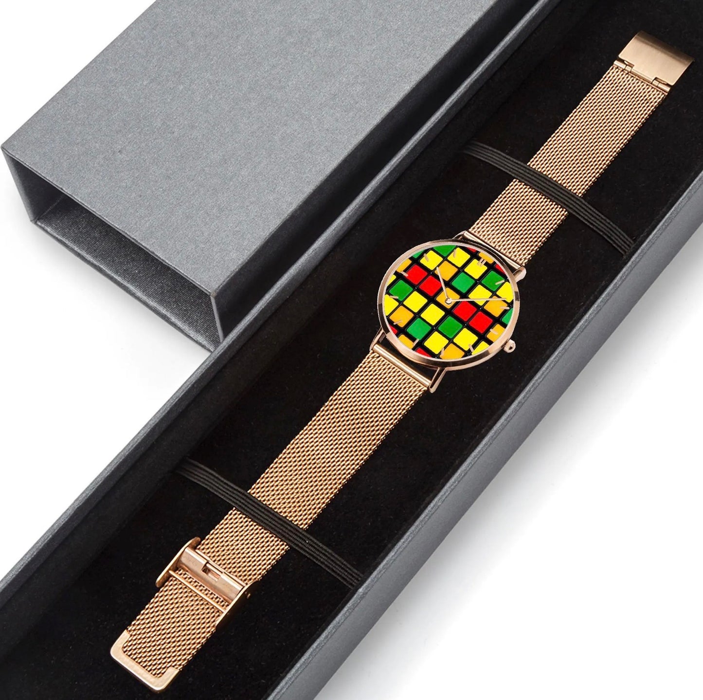 Stainless Steel Rubik’s Cube Watch