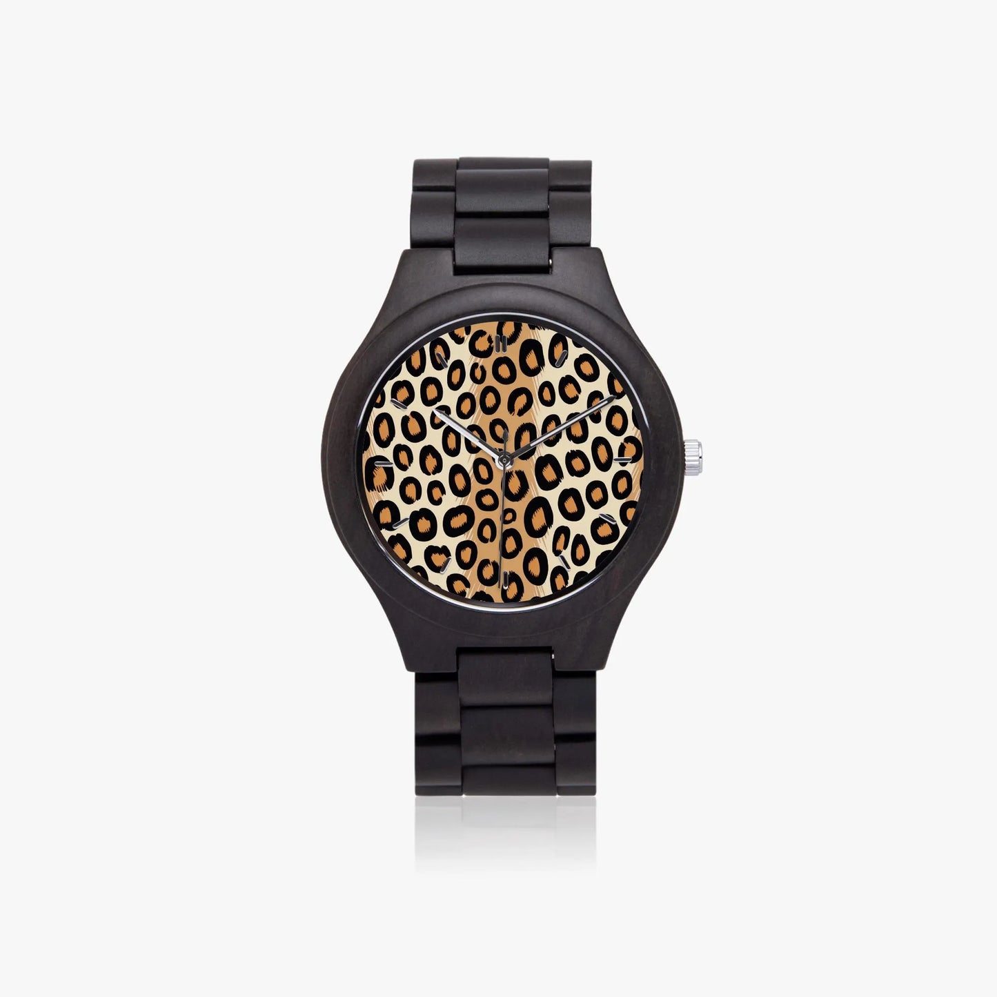 Wooden Cheetah Print Watch 45 mm