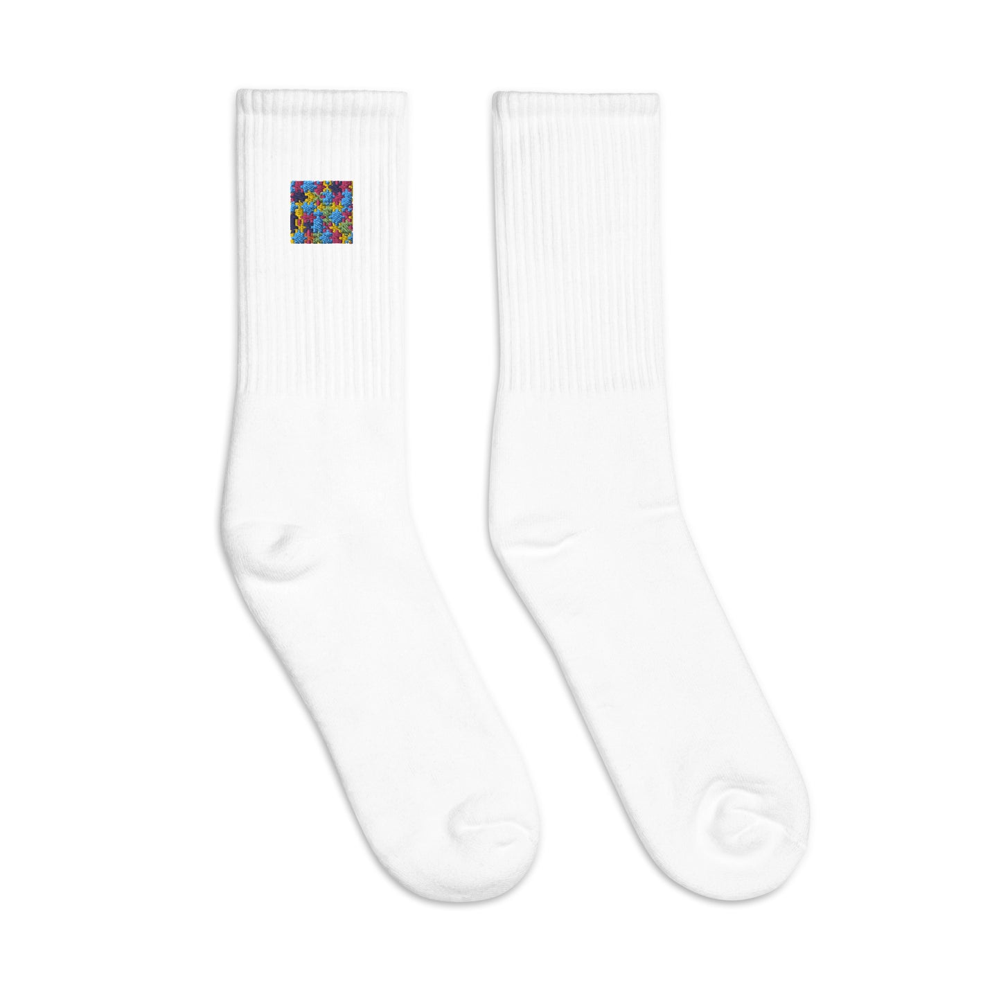 Puzzle Piece Embroidered Socks