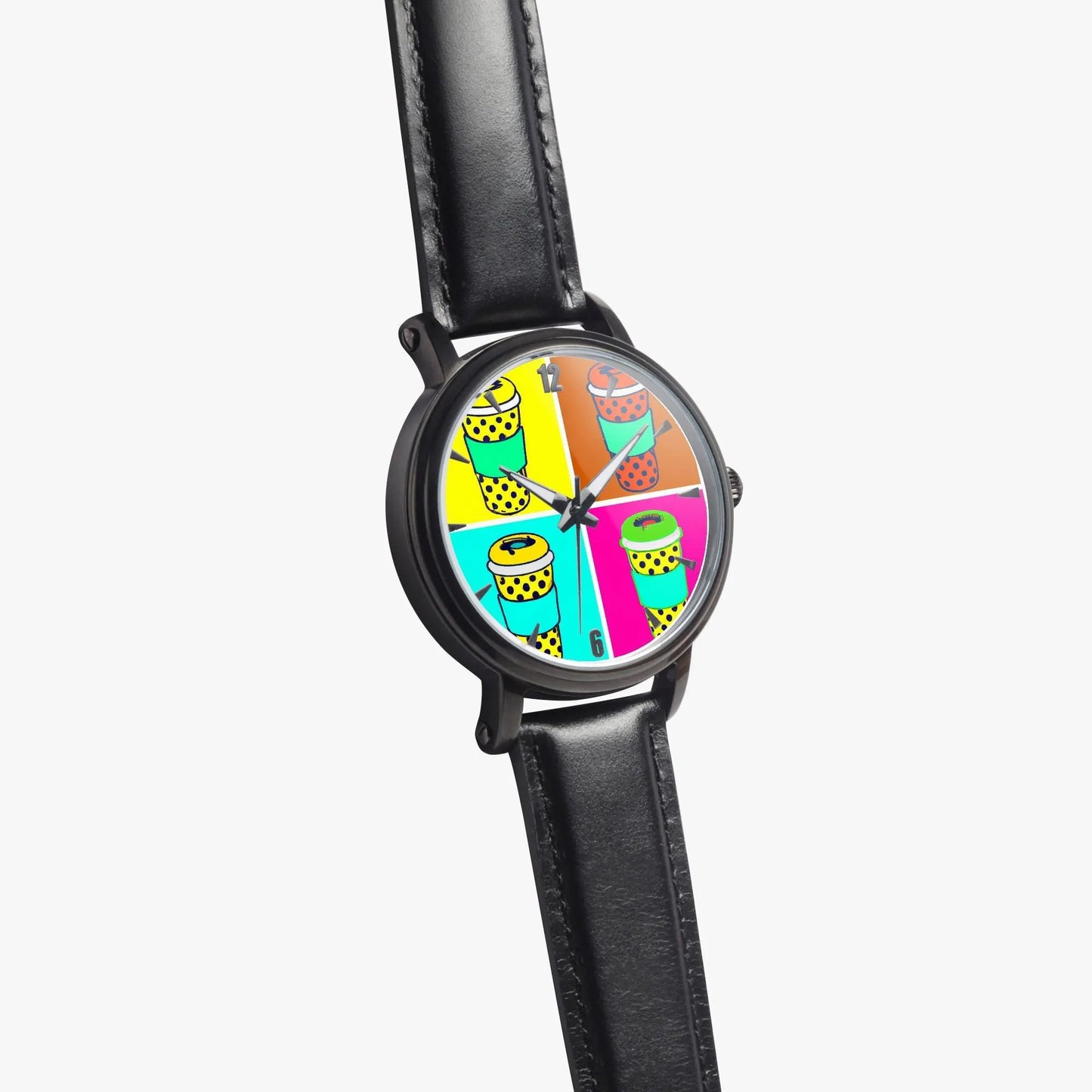 Leather Band Stainless Steel Automatic Watch 46 mm