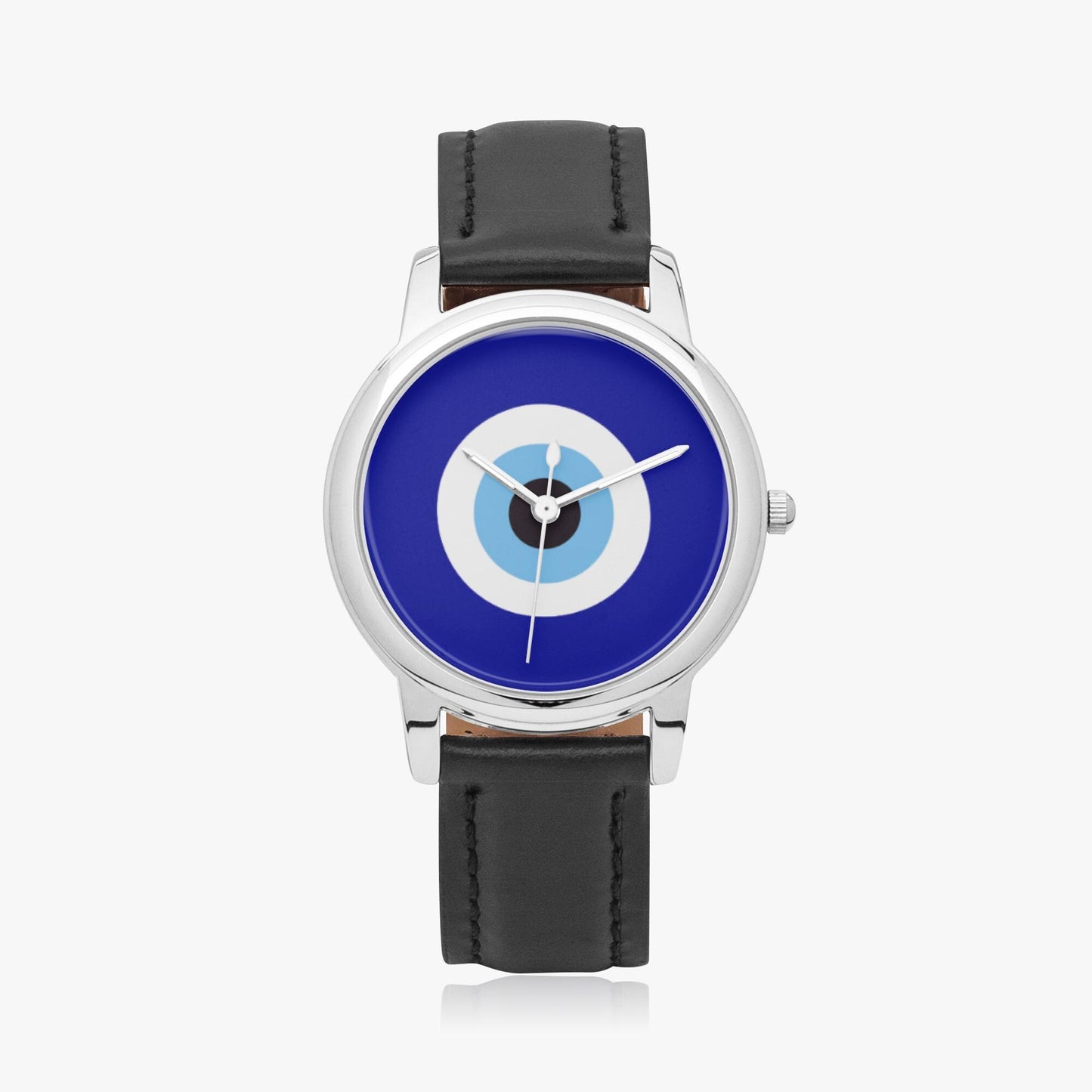 Stainless Steel Leather Band (Black) 44 mm Watch