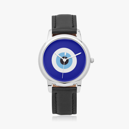 Stainless Steel Leather Band (Black) 44 mm Watch