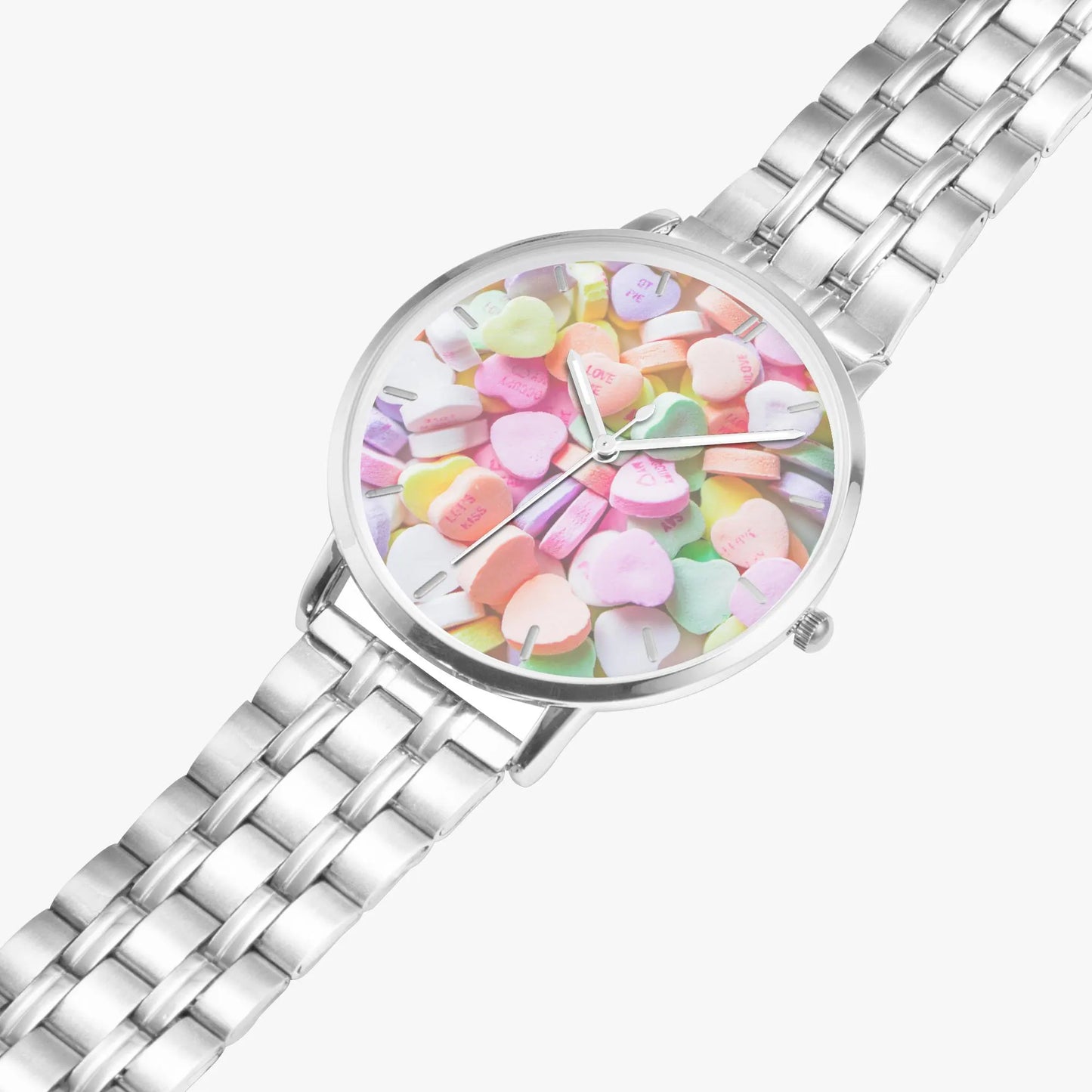 Stainless Steel Heart Candy Face Watch 42 mm