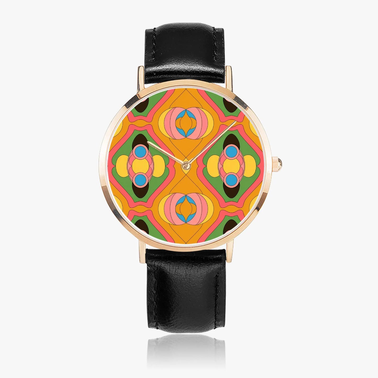 Stainless Steel Groovy Leather Band Watch