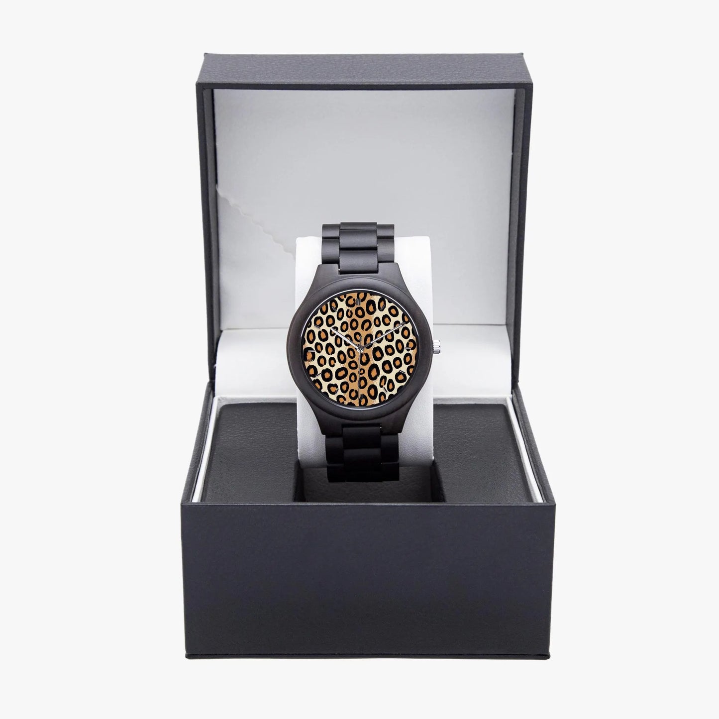 Wooden Cheetah Print Watch 45 mm
