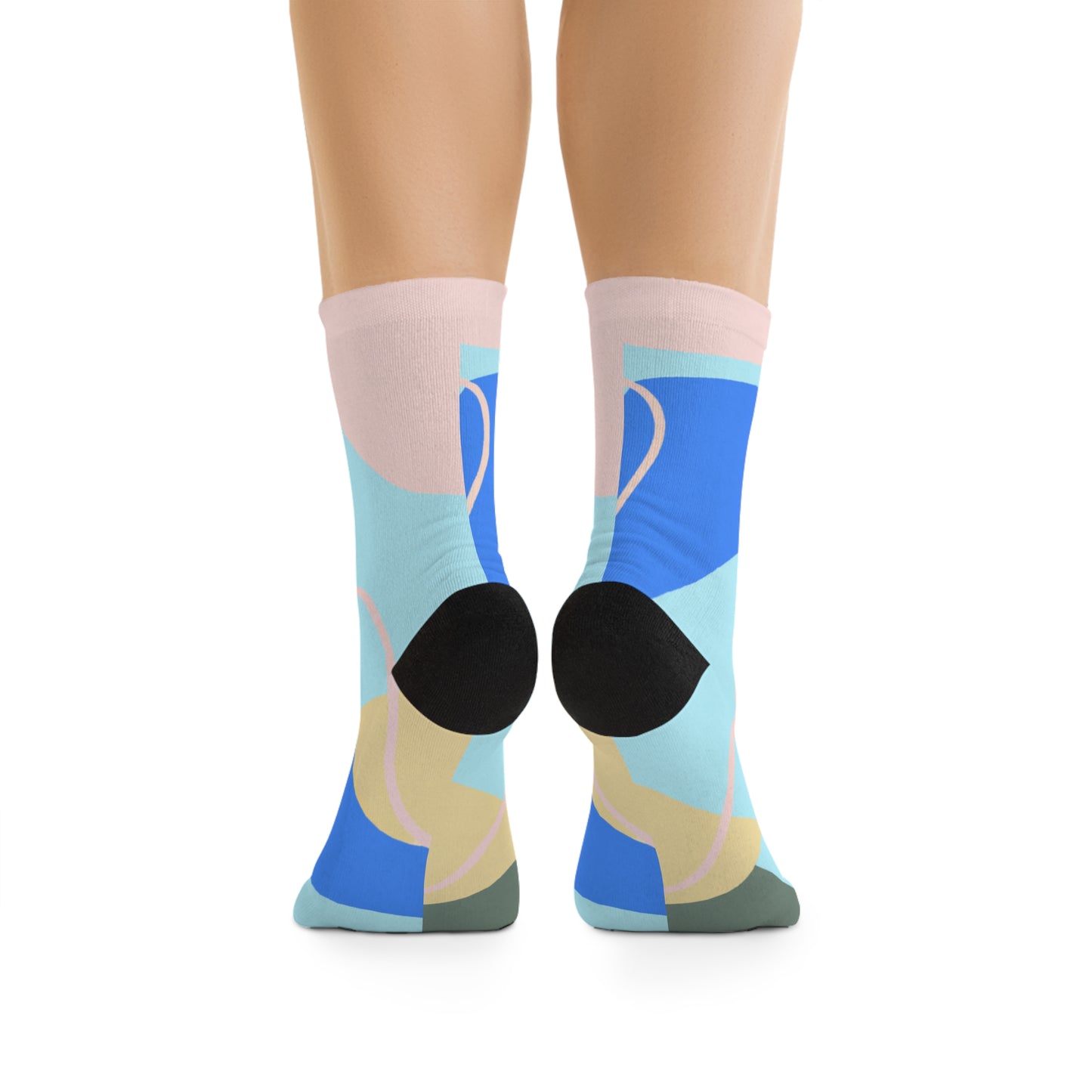 Blue Abstract Socks, Fun Socks, Recycled Poly Socks