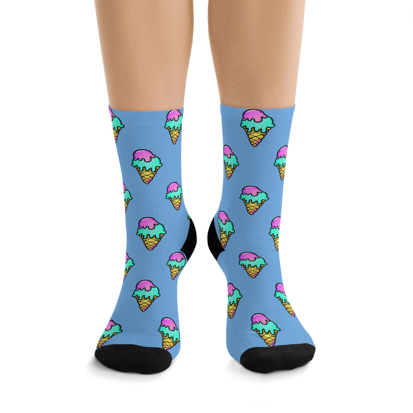 Neon Ice Cream Cone Pattern Socks