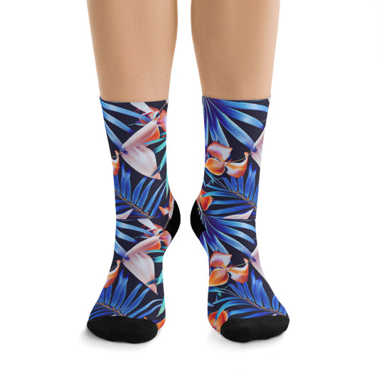 Floral custom novelty crew socks, personalized socks, funny socks for him, compression socks, cool socks, crazy socks