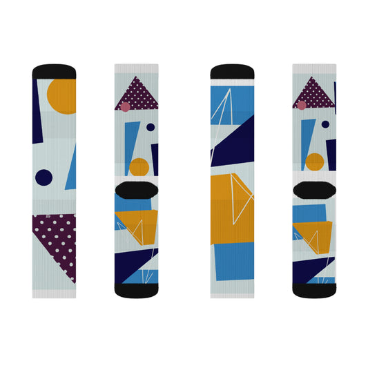 Classic Argyle Geometry Socks: Light Blue