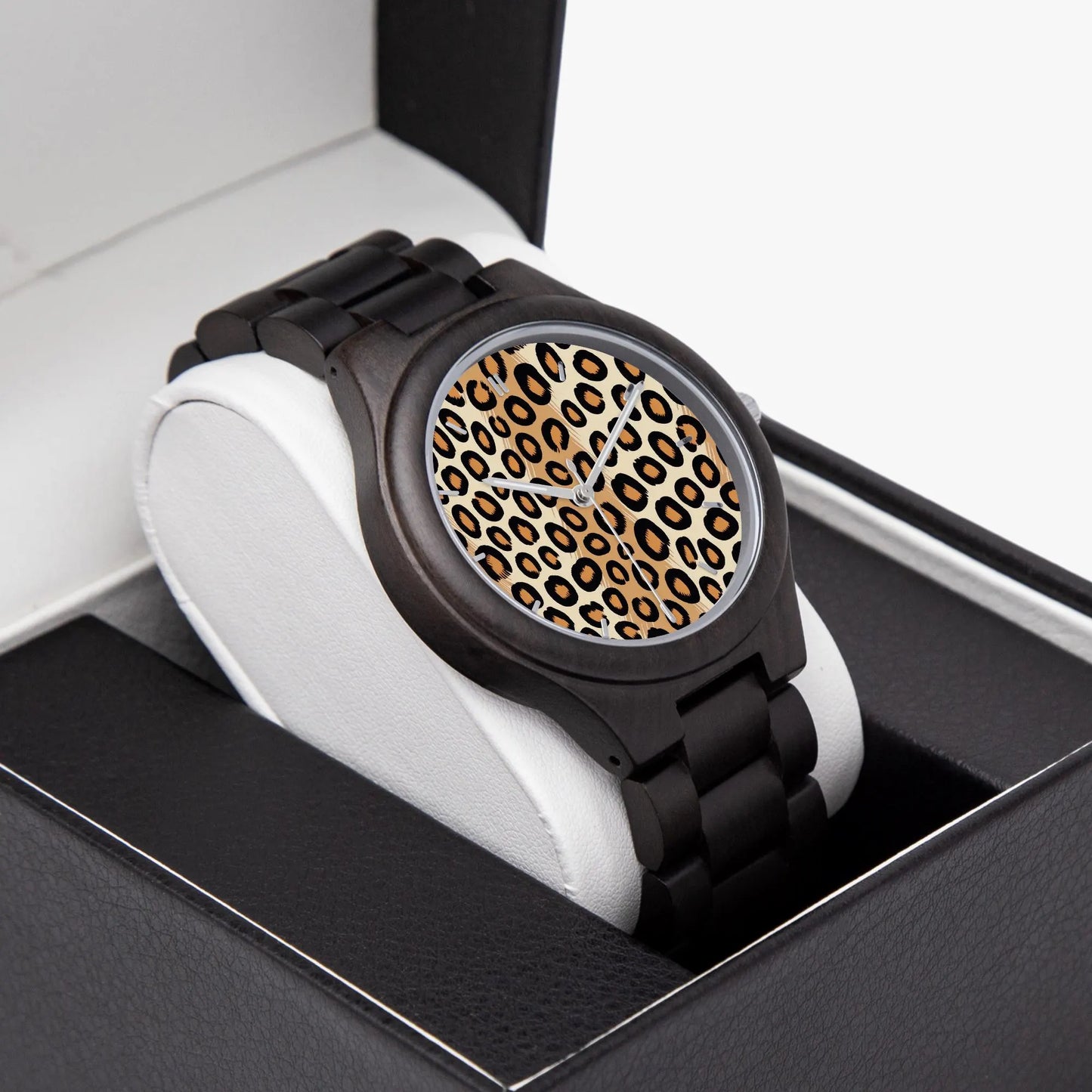Wooden Cheetah Print Watch 45 mm