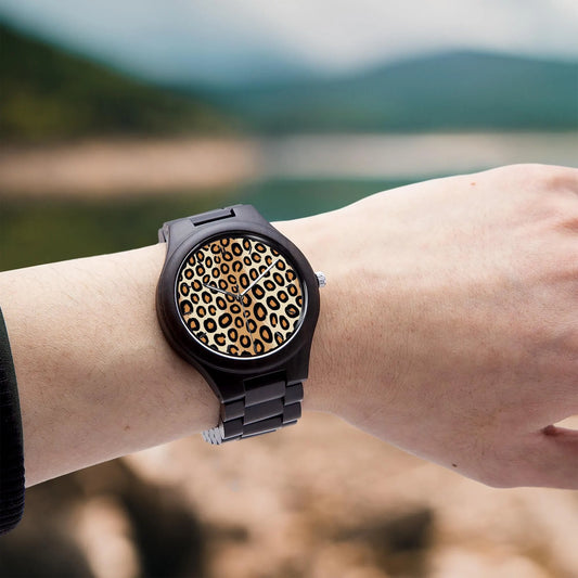Wooden Cheetah Print Watch 45 mm
