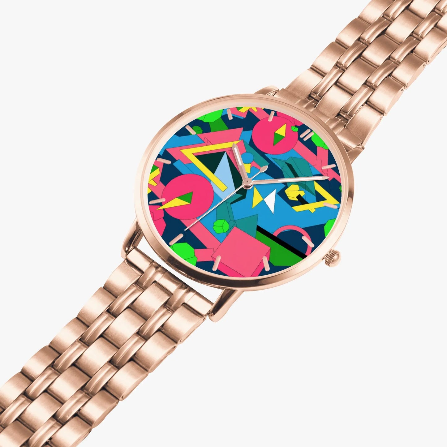 Stainless Steel Geometric Pop Design Watch 42 mm