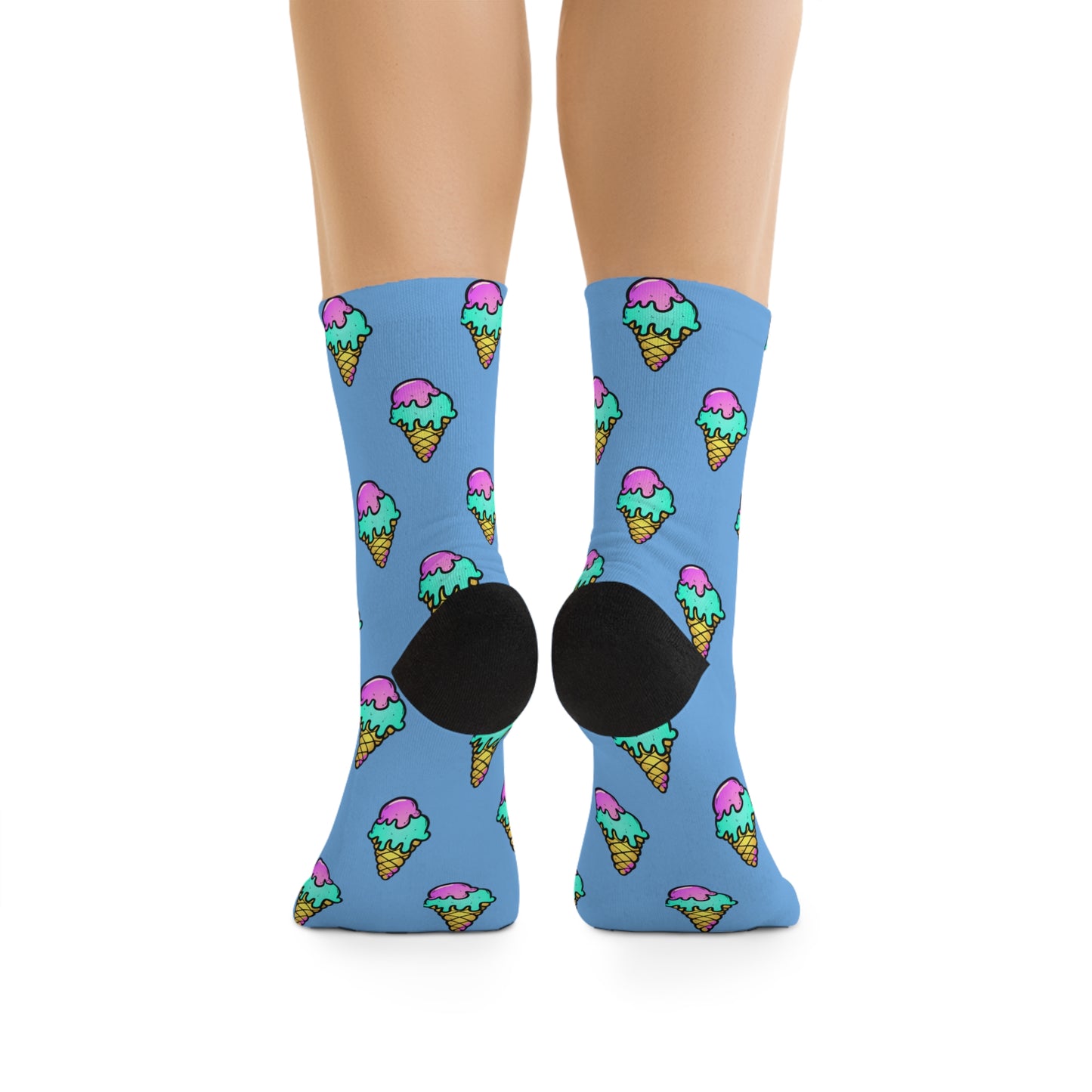 Neon Ice Cream Cone Pattern Socks