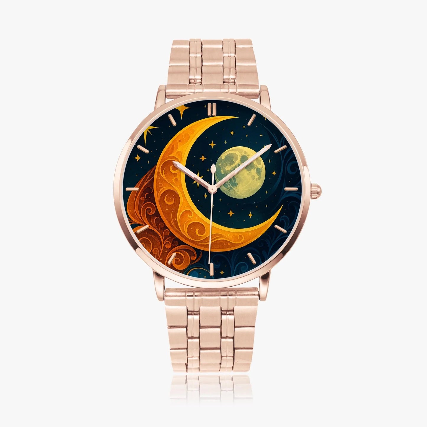Stainless Steel Moon Face Watch 42 mm
