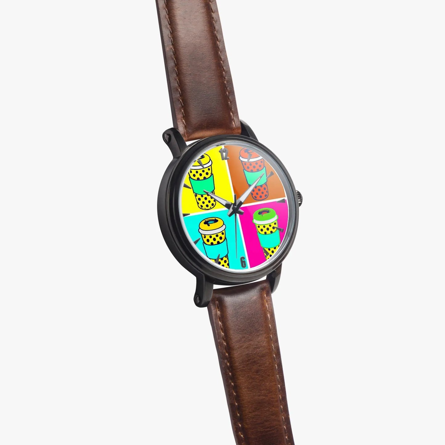 Leather Band Stainless Steel Automatic Watch 46 mm