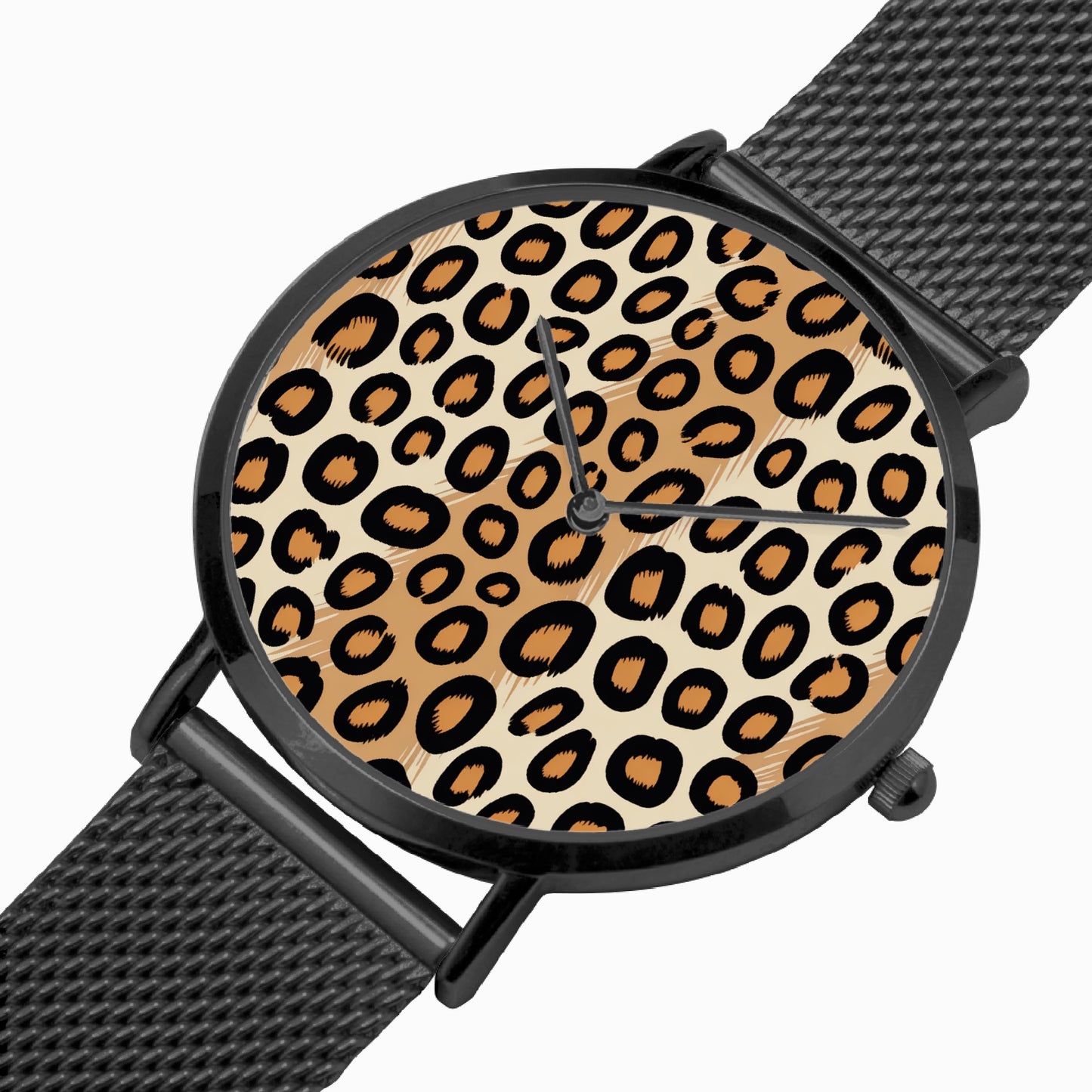 Stainless Steel Cheetah Print Watch
