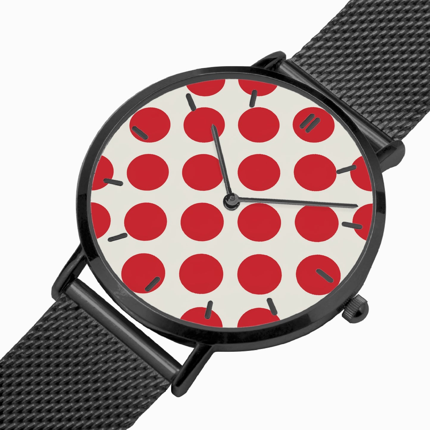Stainless Steel Red Polka Dot Watch