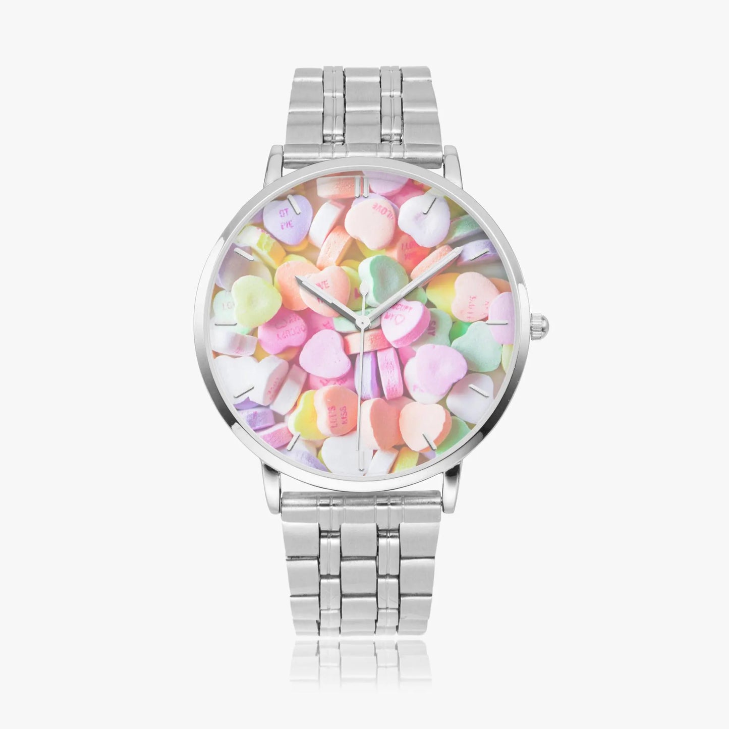 Stainless Steel Heart Candy Face Watch 42 mm