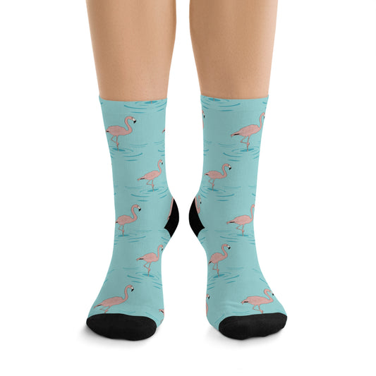 Pastel Blue Flamingo Socks