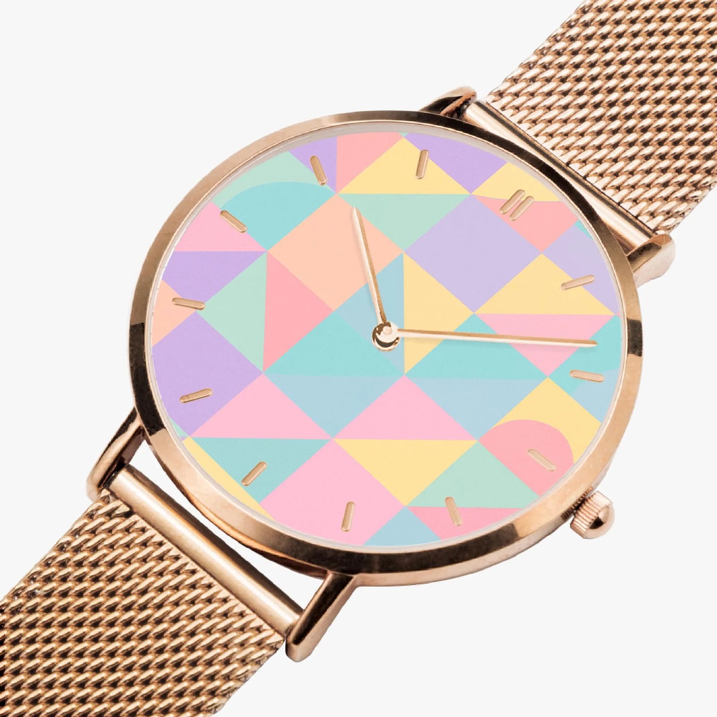 Stainless Steel Pastel Geometric Pattern Watch