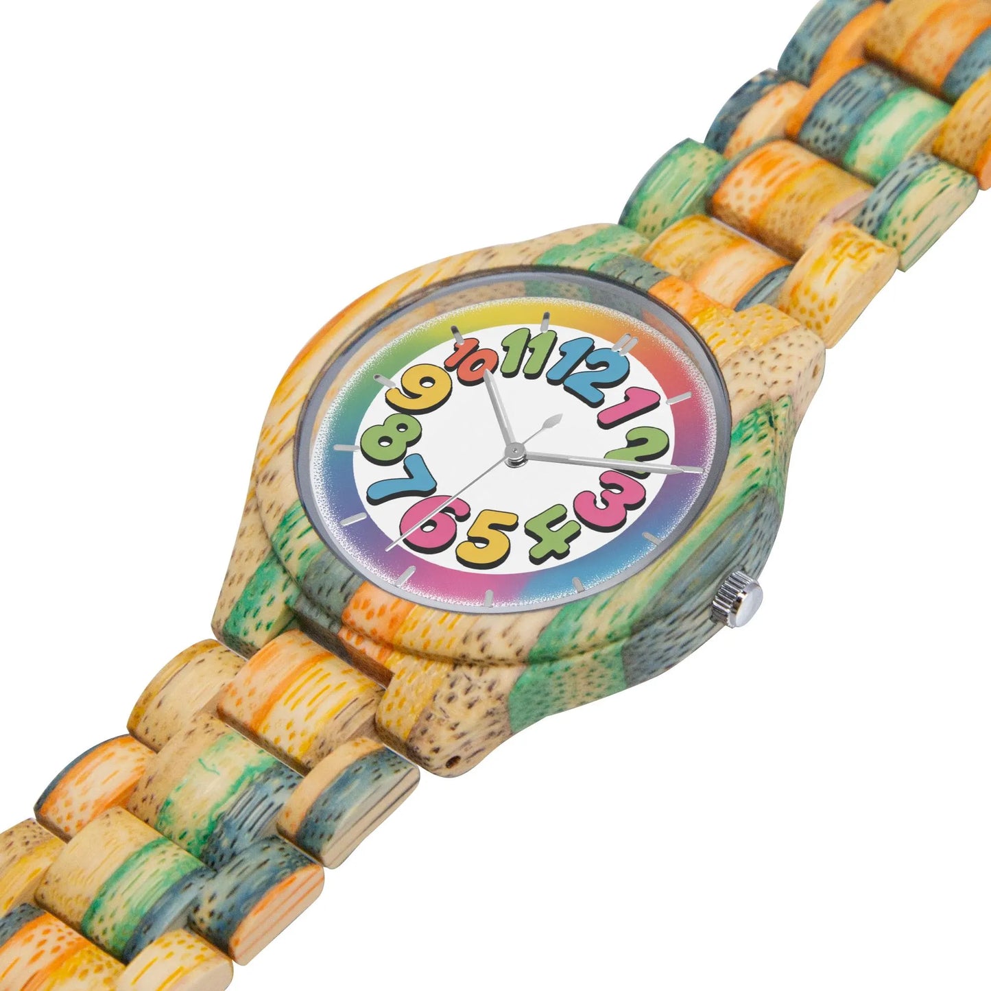 Wooden Cartoon Number Face Watch 45 mm