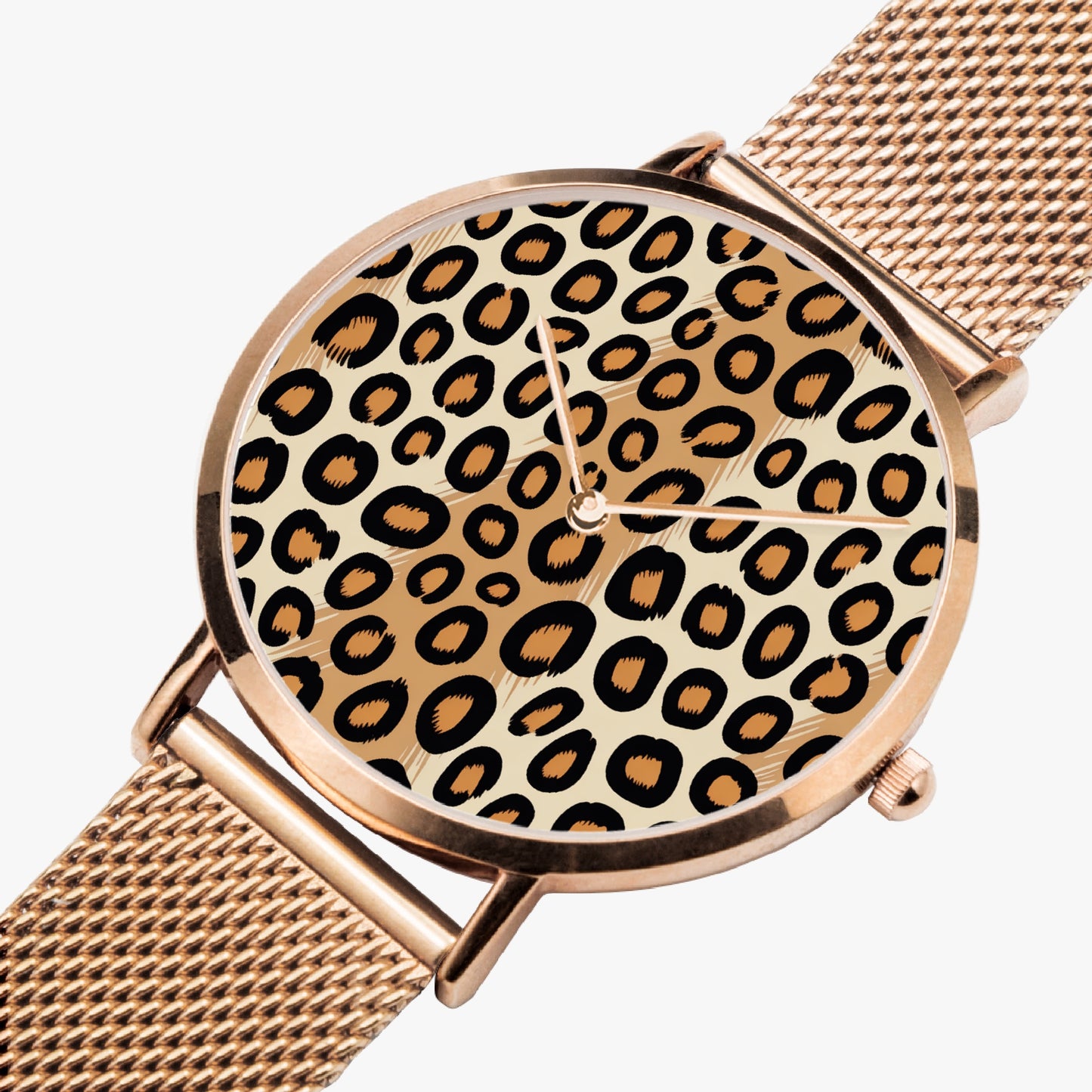 Stainless Steel Cheetah Print Watch