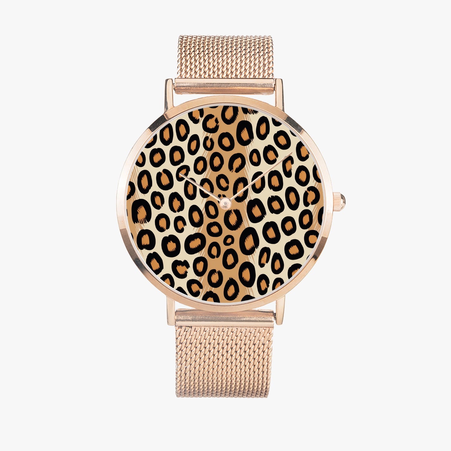 Stainless Steel Cheetah Print Watch