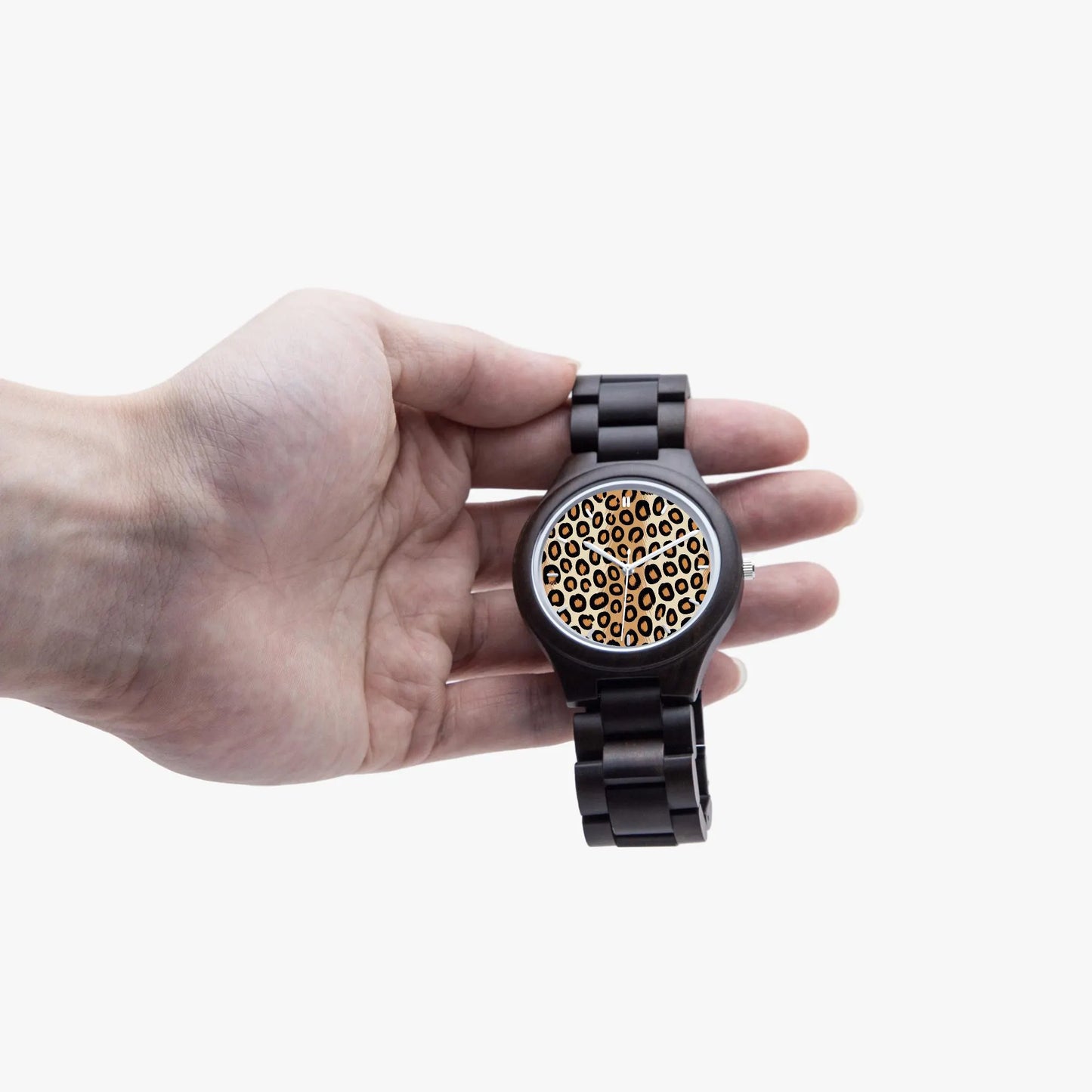 Wooden Cheetah Print Watch 45 mm