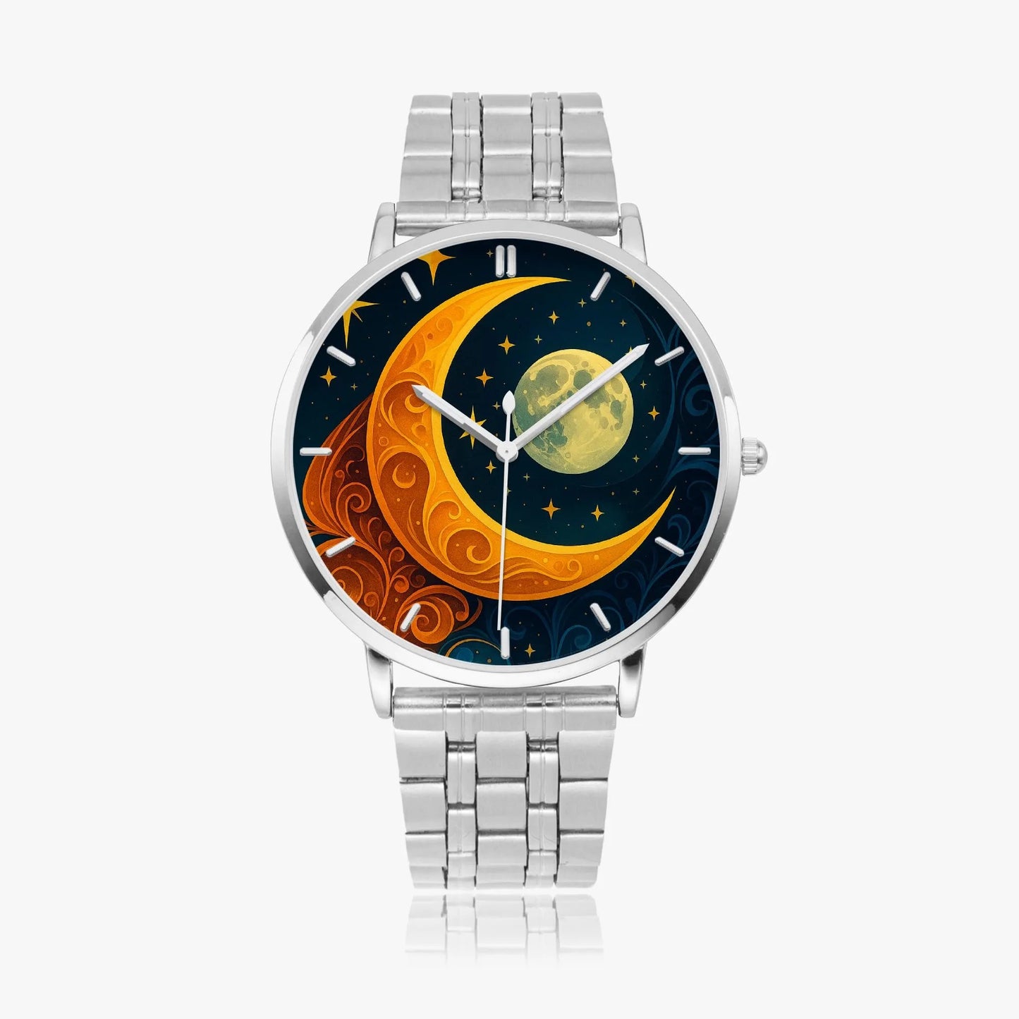 Stainless Steel Moon Face Watch 42 mm