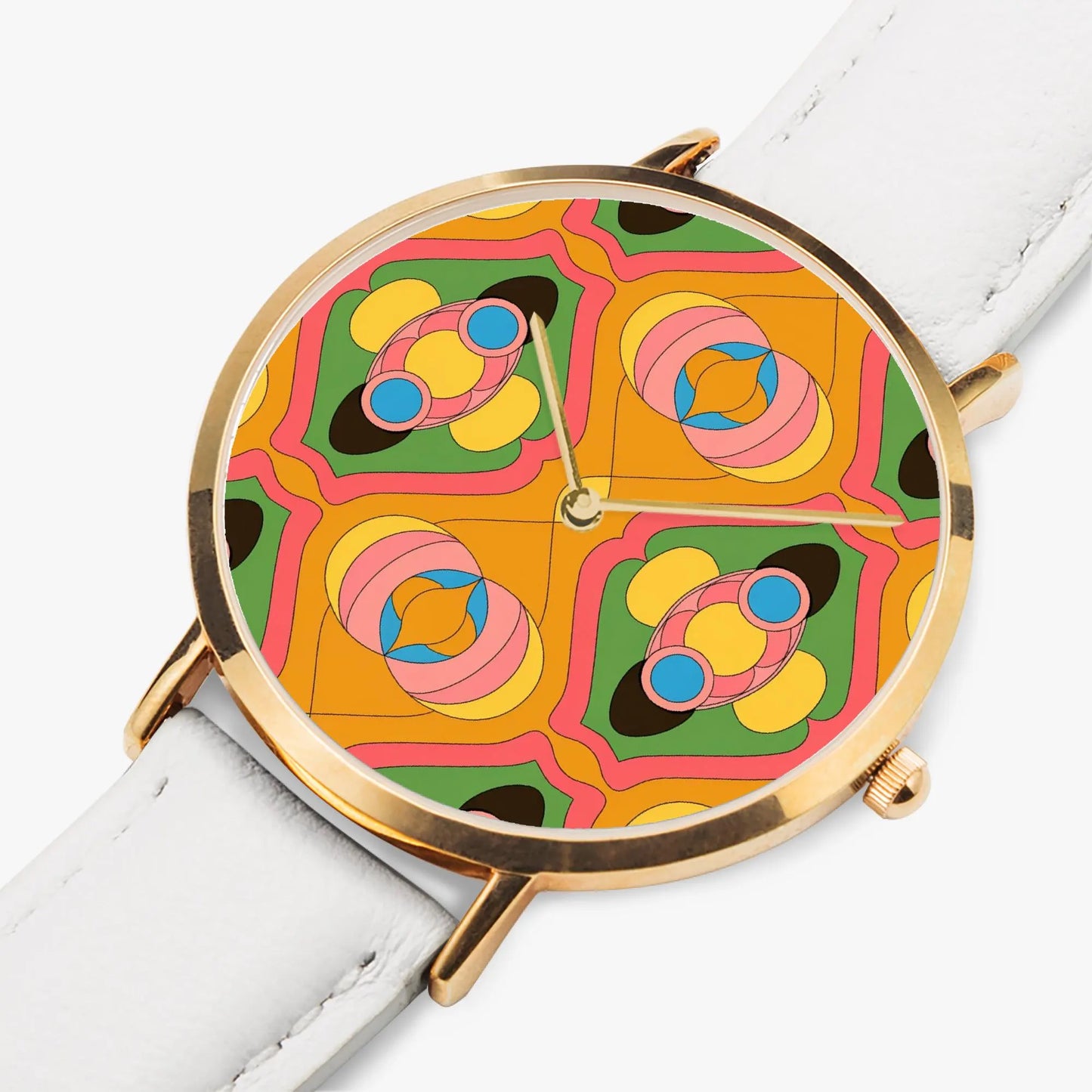 Stainless Steel Groovy Leather Band Watch