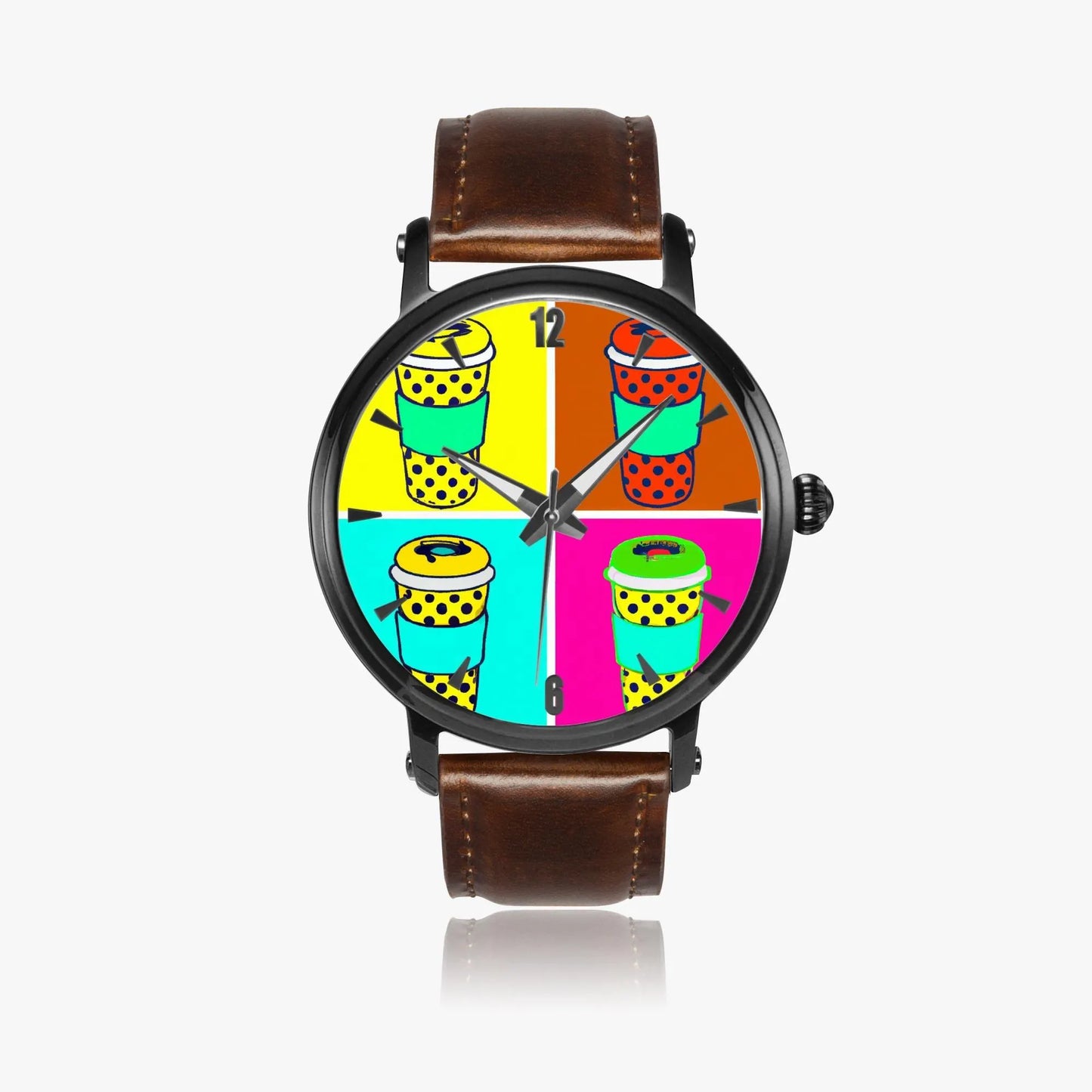 Leather Band Stainless Steel Automatic Watch 46 mm