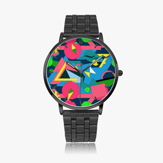 Stainless Steel Geometric Pop Design Watch 42 mm
