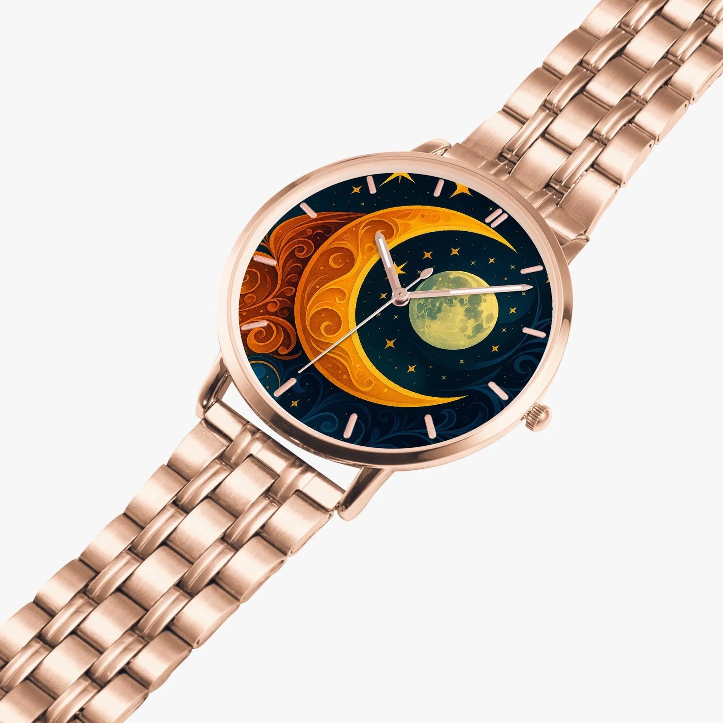 Stainless Steel Moon Face Watch 42 mm