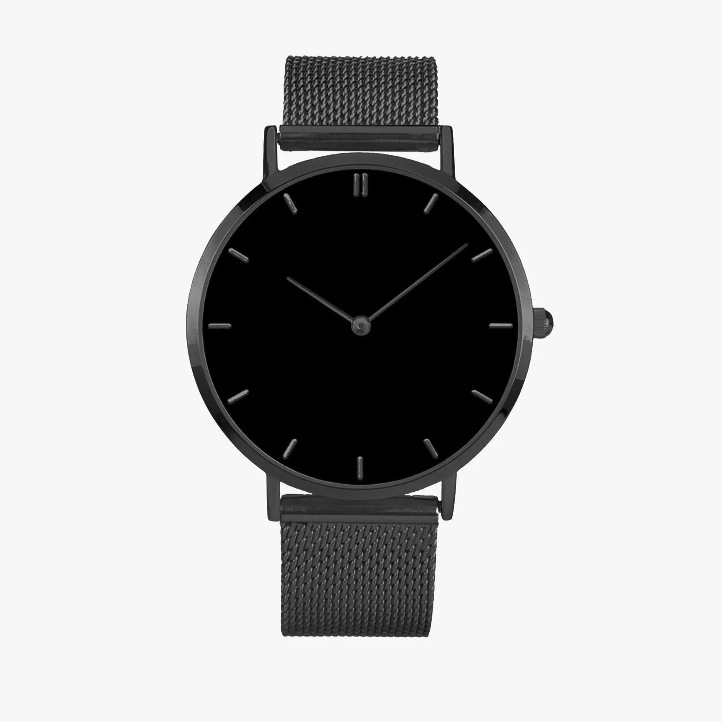 Stainless Steel Black Face Watch with Indicators