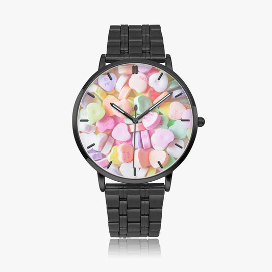 Stainless Steel Heart Candy Face Watch 42 mm