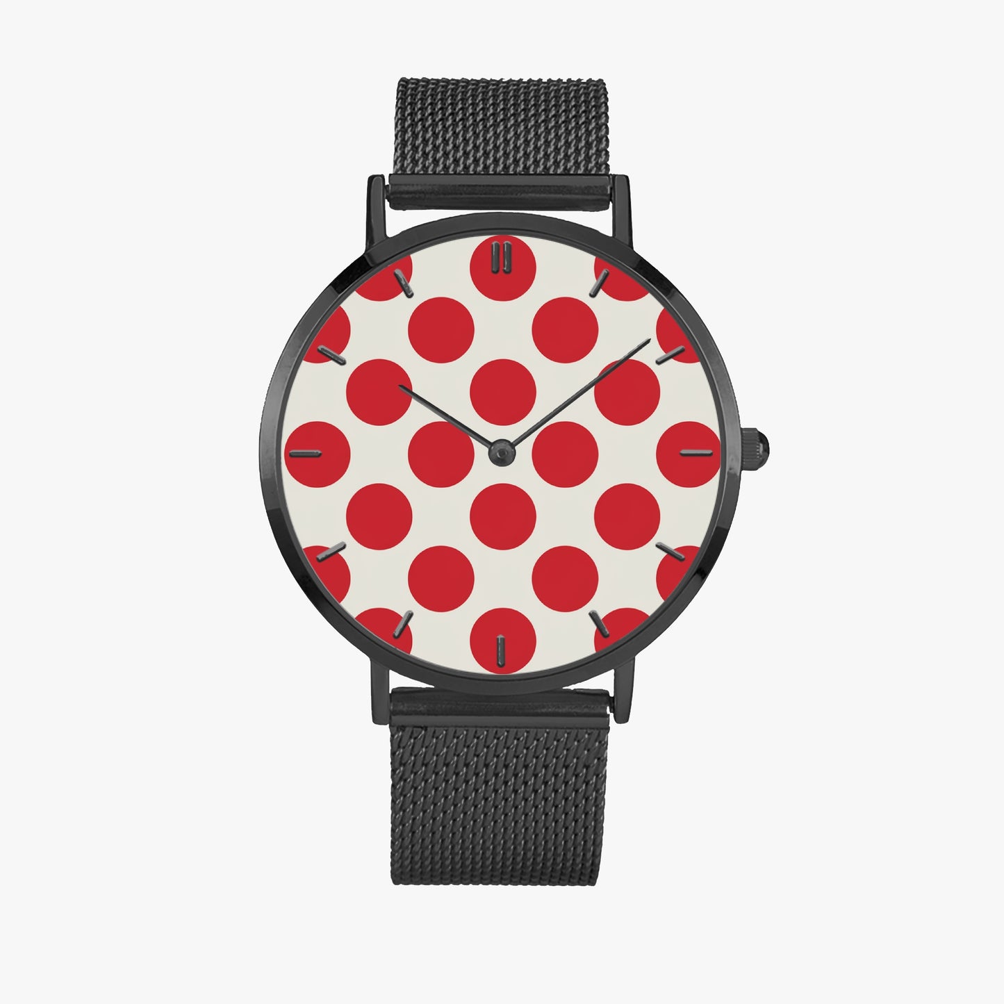 Stainless Steel Red Polka Dot Watch