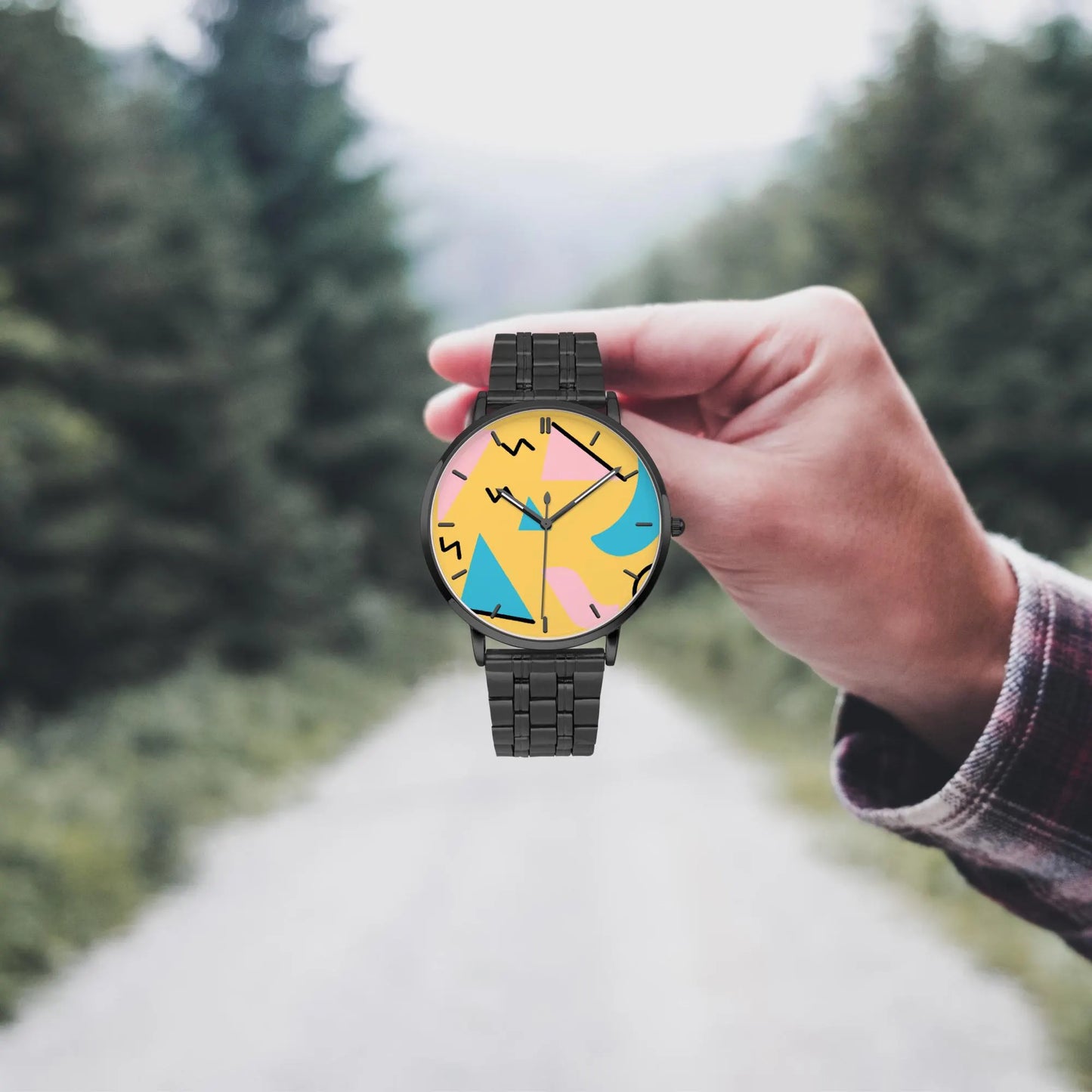 Stainless Steel Pop Art Design Face Watch 42 mm