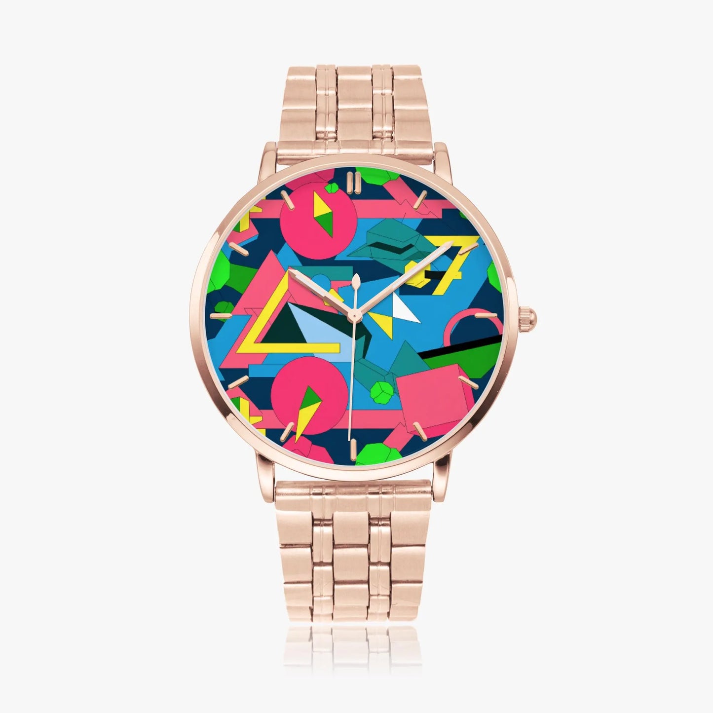 Stainless Steel Geometric Pop Design Watch 42 mm