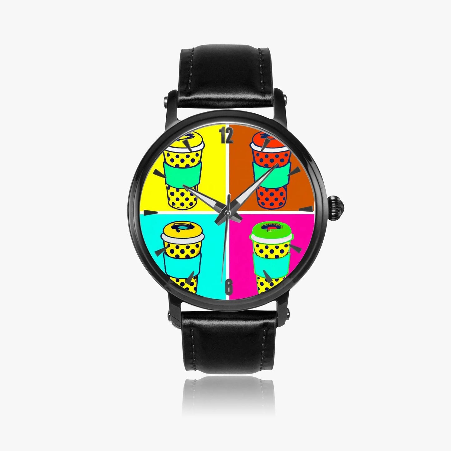 Leather Band Stainless Steel Automatic Watch 46 mm