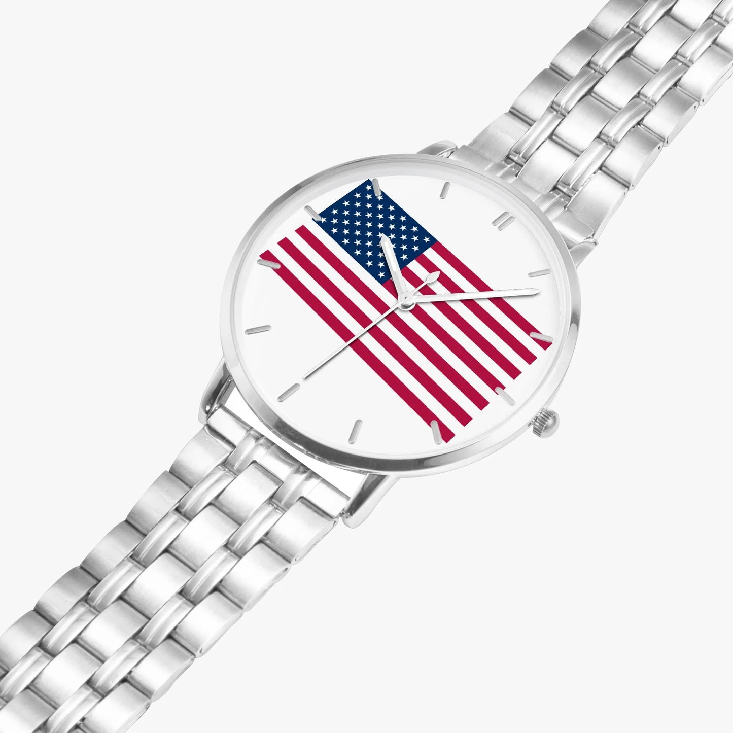 Stainless Steel American Flag Watch 42 mm