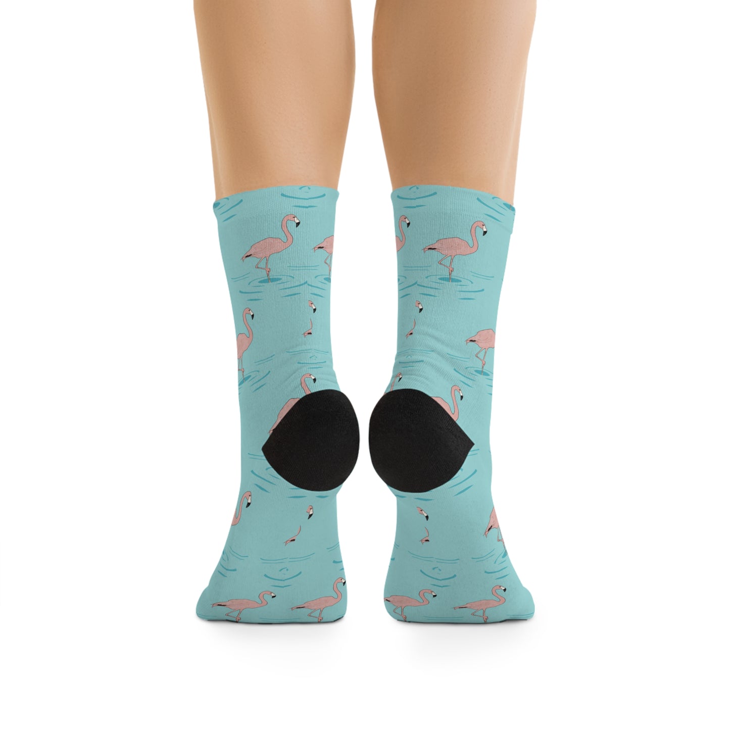 Pastel Blue Flamingo Socks