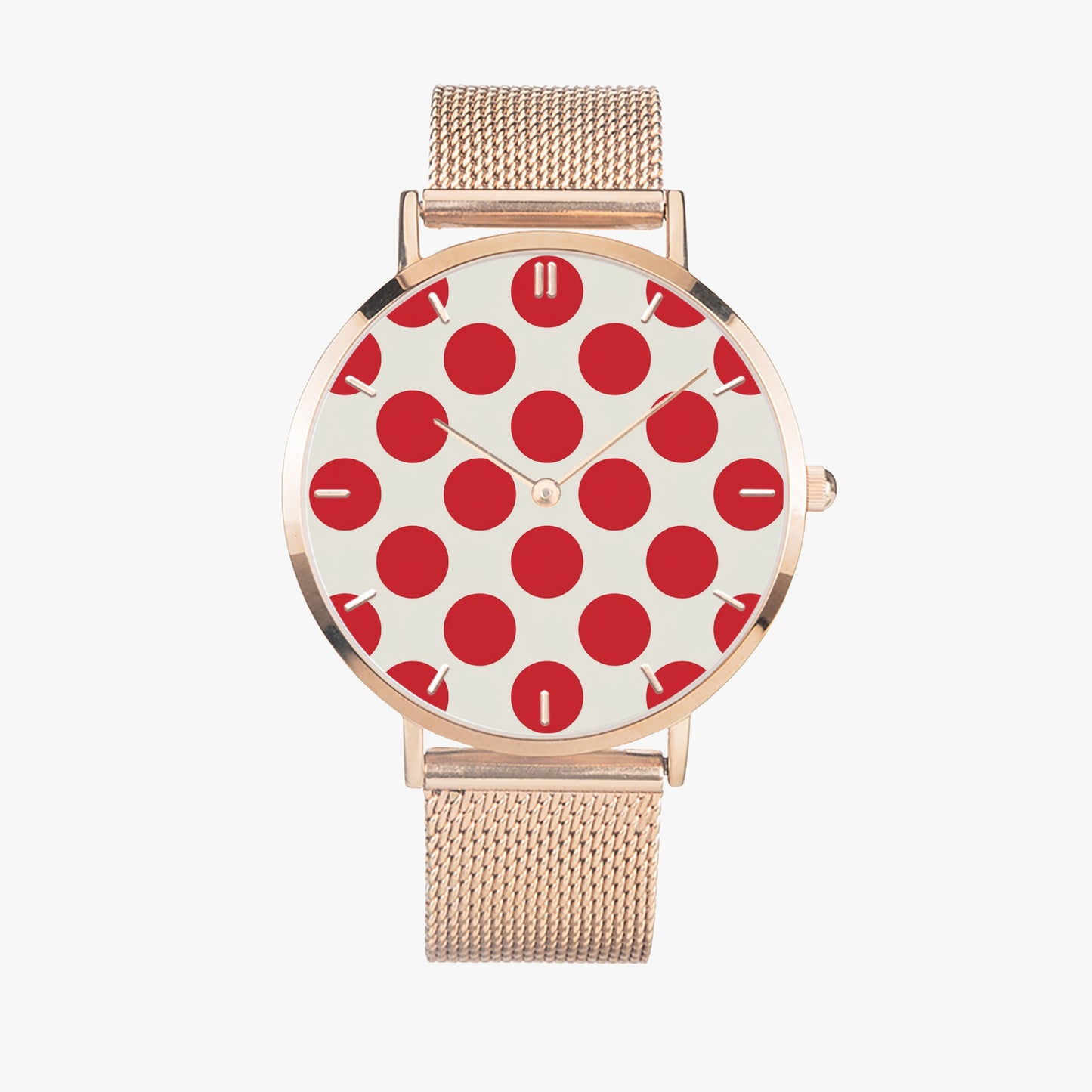 Stainless Steel Red Polka Dot Watch