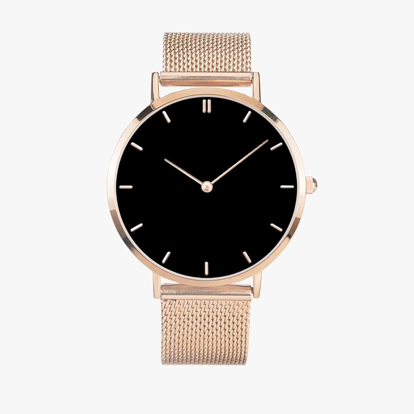 Stainless Steel Black Face Watch with Indicators