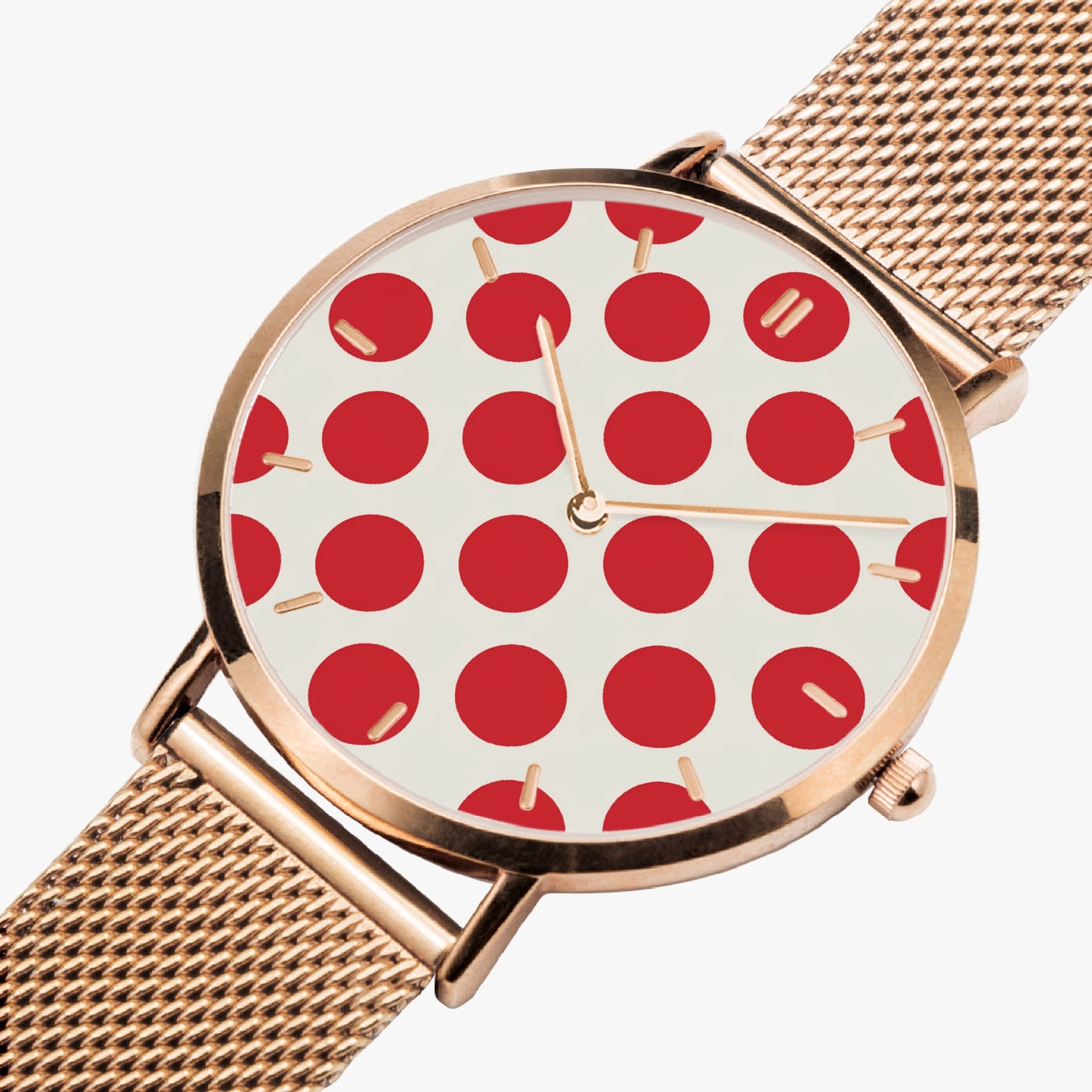Stainless Steel Red Polka Dot Watch