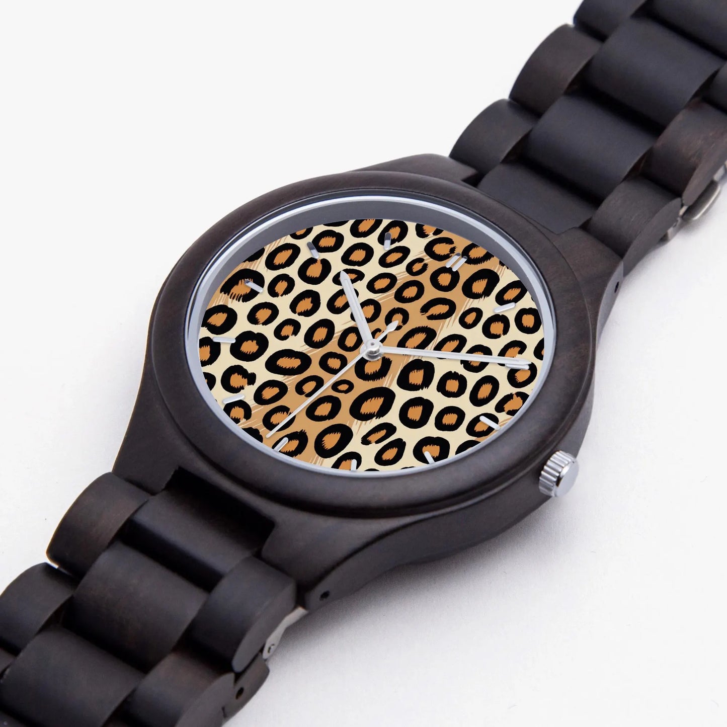 Wooden Cheetah Print Watch 45 mm