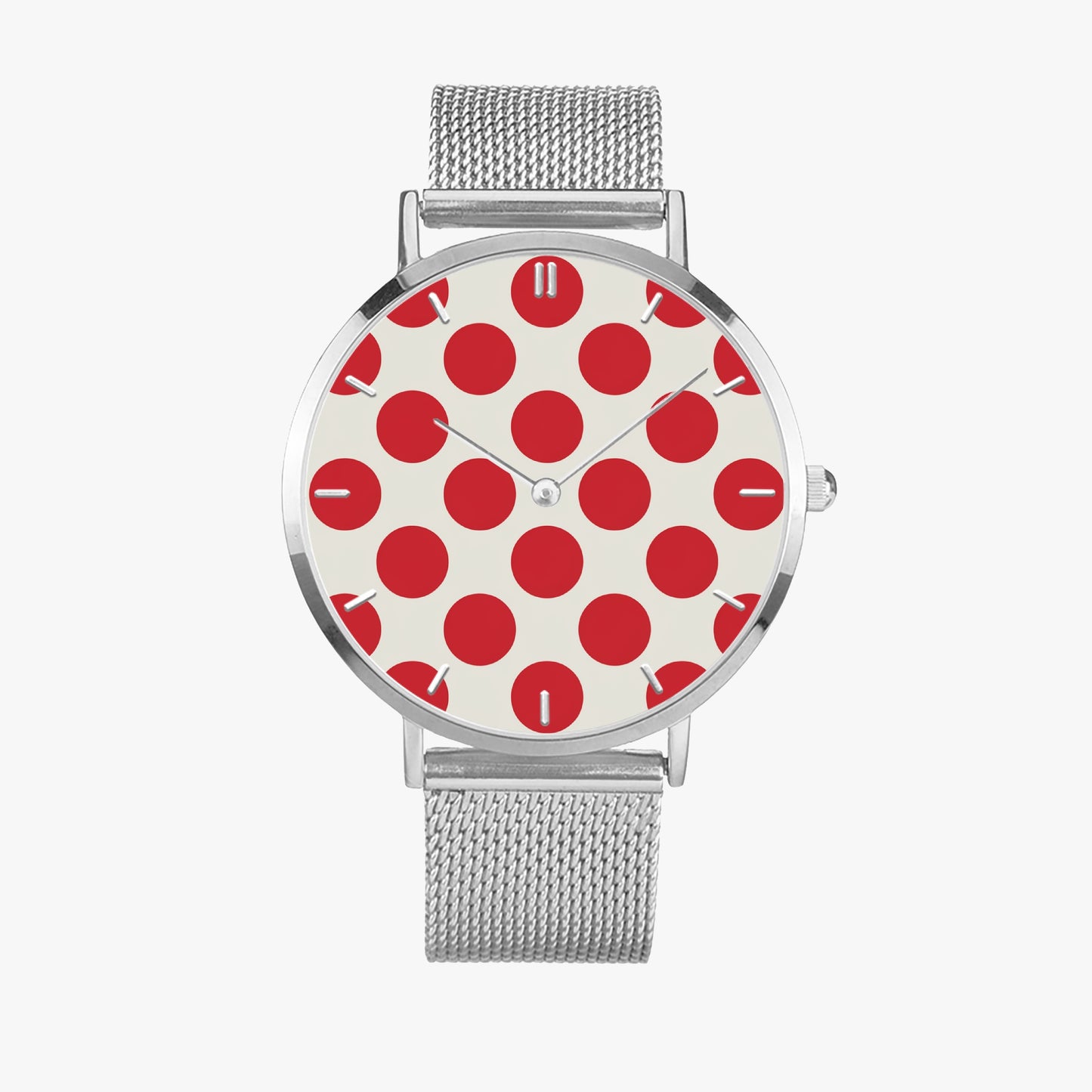 Stainless Steel Red Polka Dot Watch