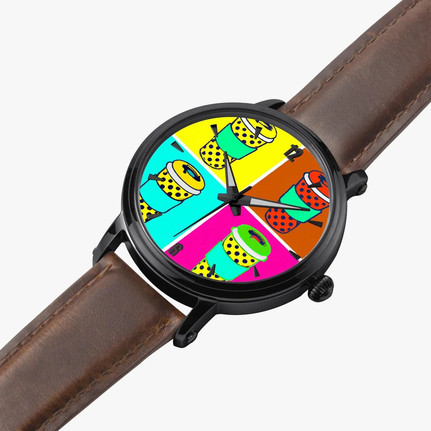 Leather Band Stainless Steel Automatic Watch 46 mm