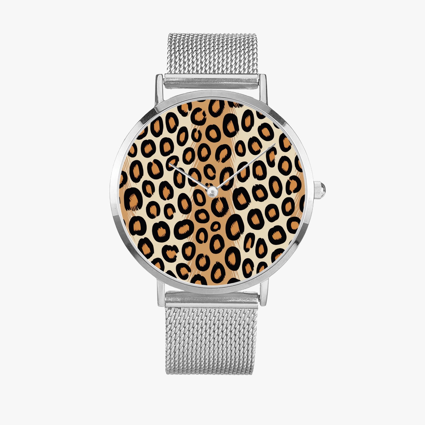 Stainless Steel Cheetah Print Watch