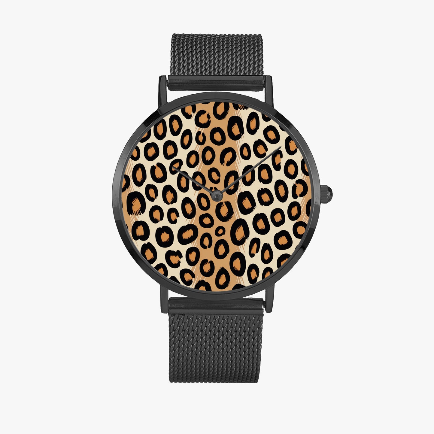 Stainless Steel Cheetah Print Watch